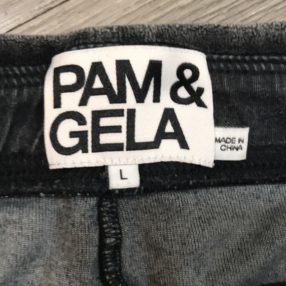 Pam & Gela Gray Velour Flare Leg Pull-On Track Pants size L - Picture 4 of 9